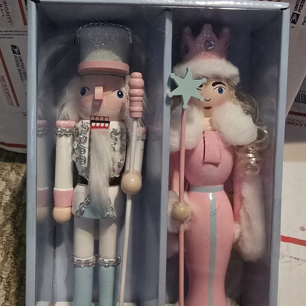 Winter Magic 10" Pastel Pink Candy Nutcracker Set Of 2, Assortment